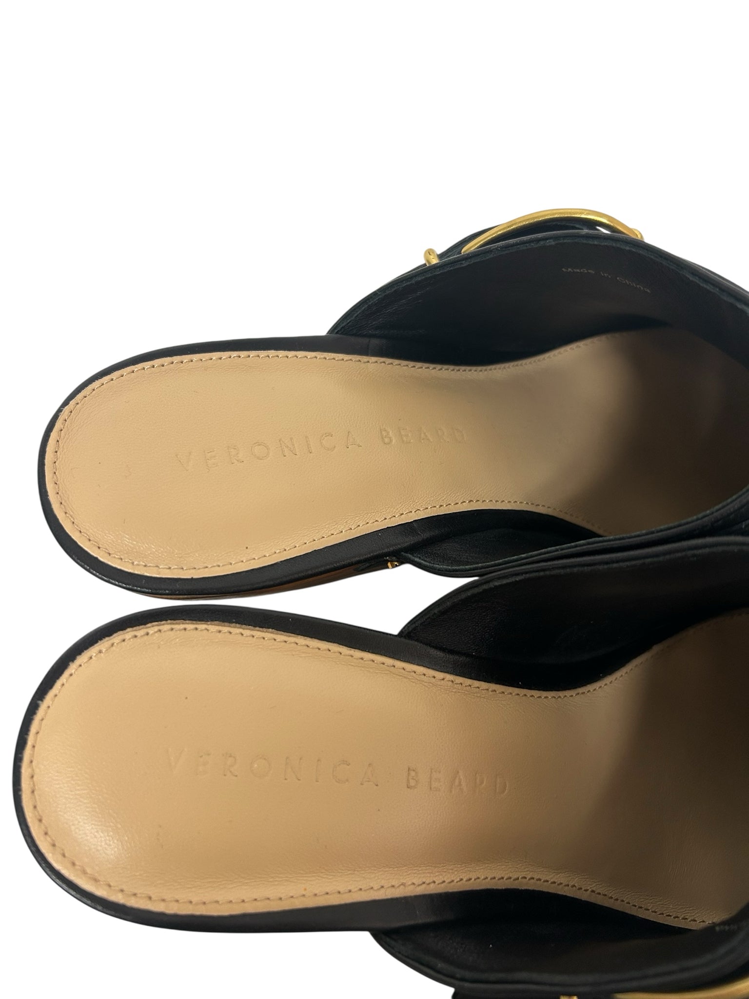 VERONICA BEARD HENDRIX BLACK LEATHER BUCKLE CLOG SIZE 8.5