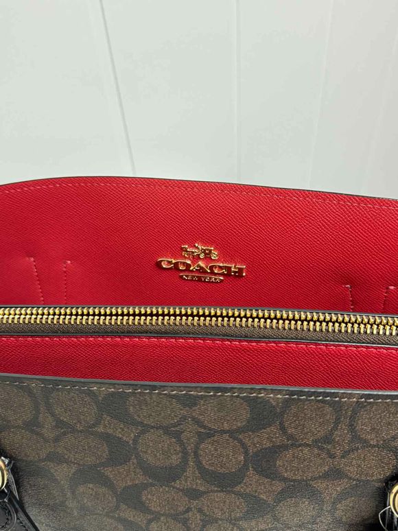 COACH NWT! 40 SIGNATURE TATUM 3 COMPARTMENT CARRYALL + CHARM BROWN CANVAS