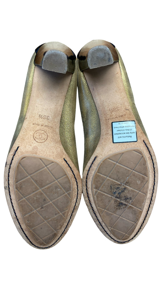 CHANEL VINTAGE STRETCH SPIRIT HEELS SIZE 38.5