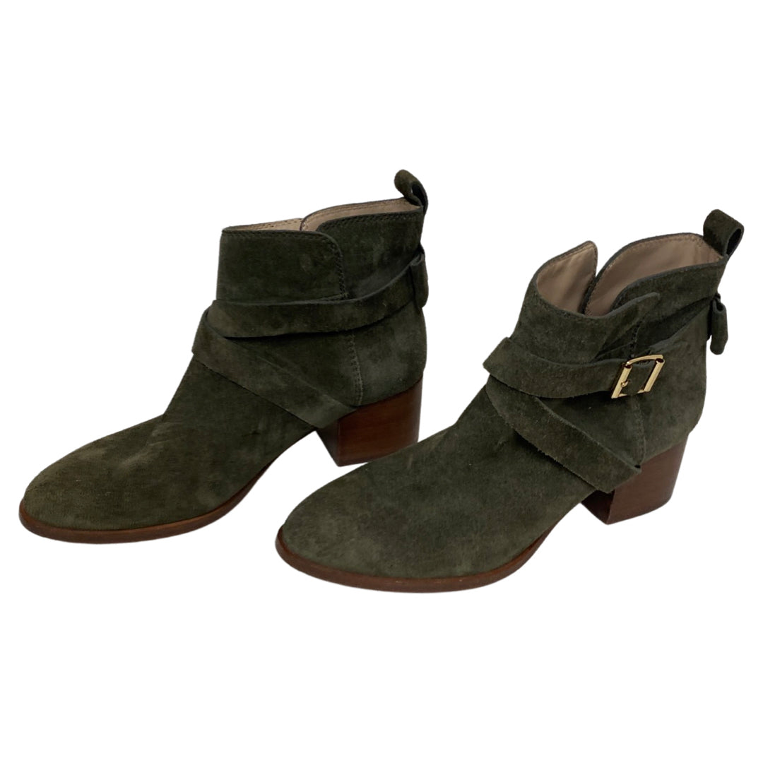 KATE SPADE OLIVE POLLY ANKLE SUEDE BOOTS SIZE 8.5