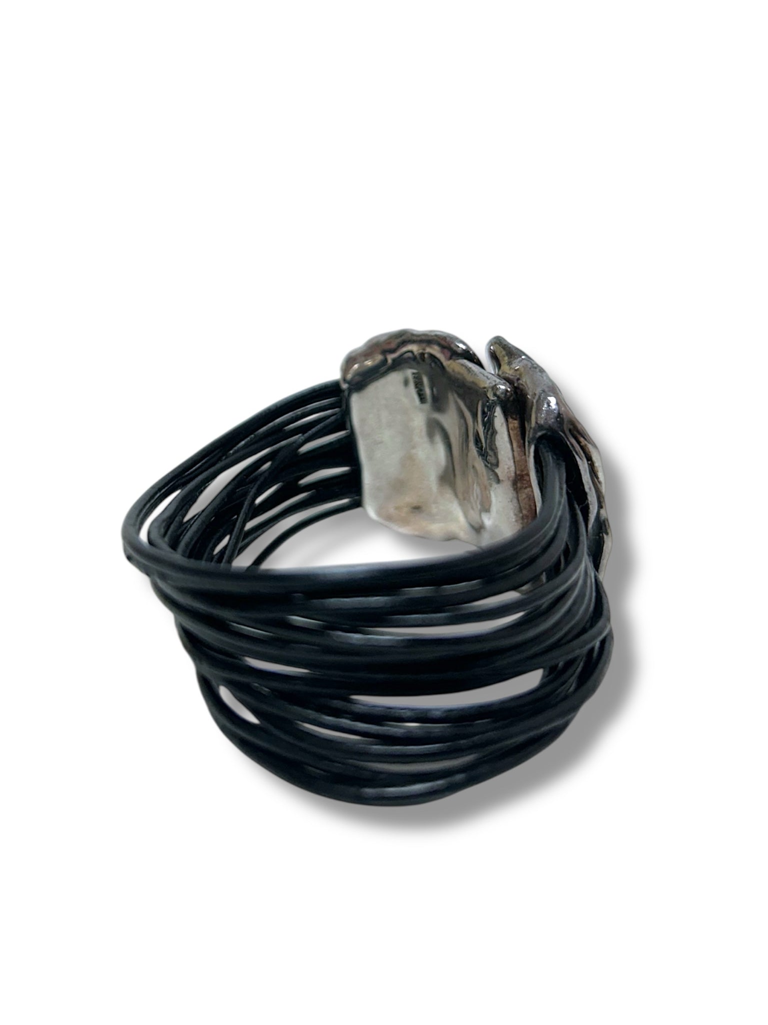 ISRAEL MAGNETIC CLOSE LEATHER & STERLING BRACELET