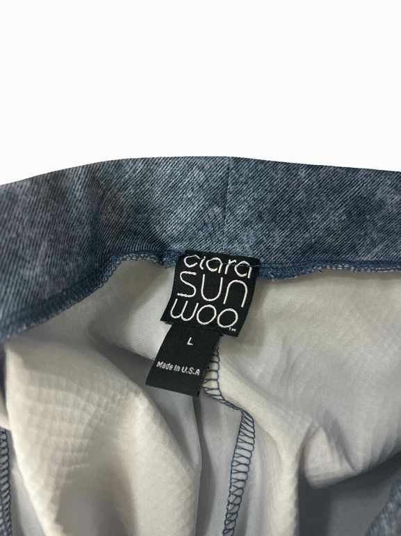 CLARA SUN WOO  SIGNATURE LIQUID LEATHER PANTS DENIM SIZE: L