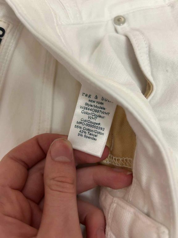 RAG & BONE DRE LOW RISE ANKLE SLIM BOYFRIEND OPTIC WHITE SIZE: 25