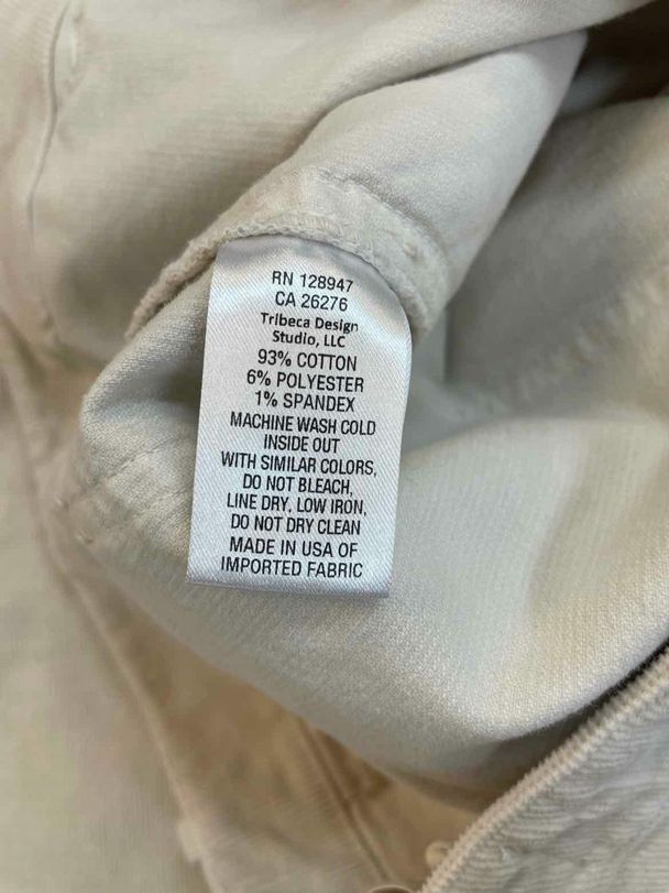 NILI LOTAN CROPPED CORDUROY CREAM PANTS SIZE 2