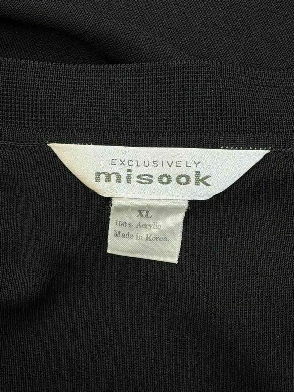 MISOOK OPEN CARDIGAN SPLIT HEM BLACK POCKETS SIZE XL