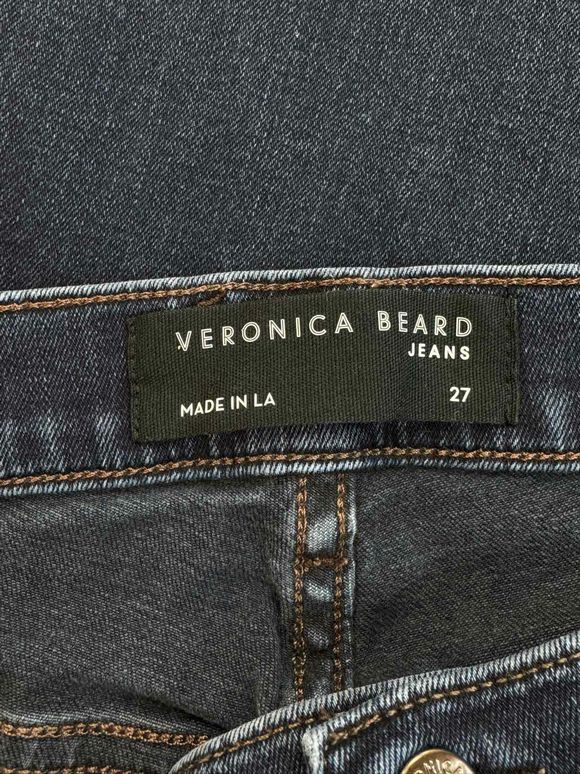 VERONICA BEARD SHERIDAN EXAGGERATED FLARE PATCH POCKET HIGH RISE JEANS IN DARK INK SIZE 27