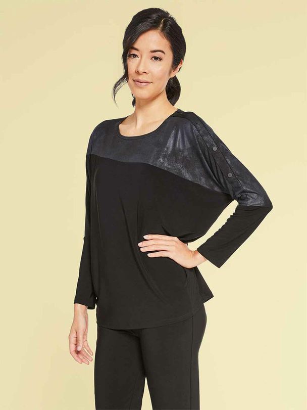 SYMPLI NWT! CANADA STORM BOXY FOIL BLACK TOP SIZE 6