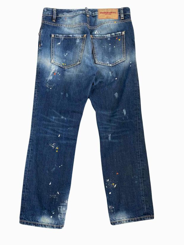 DSQUARED PAINT SPLATTER COOL GIRL CROPPED DENIM JEANS SIZE 42