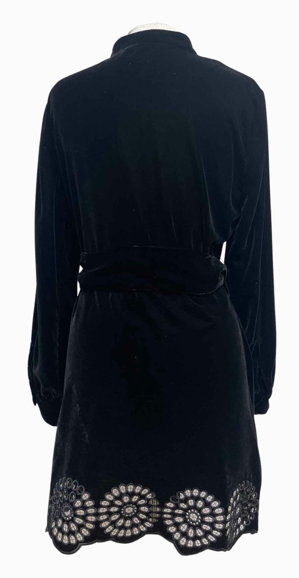 ZARA VELVET BELTED BLACK DRESS SIZE XS