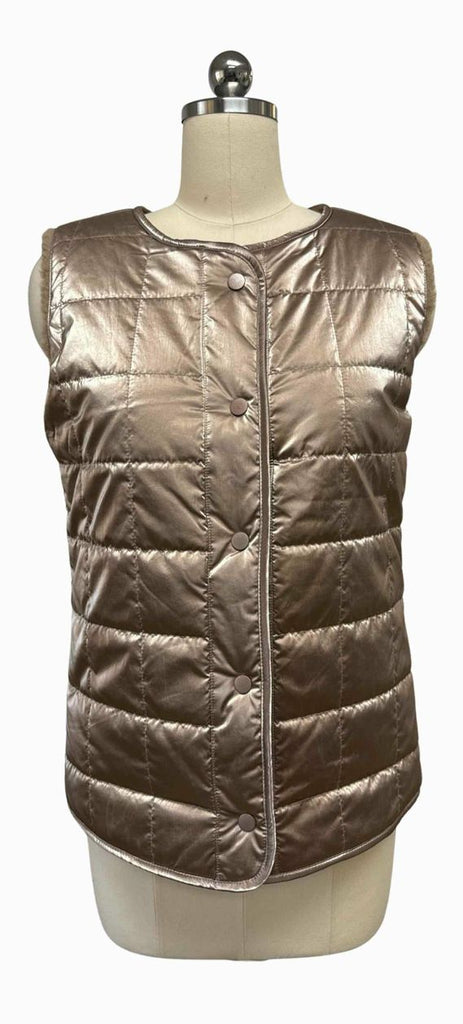 TRIBAL NEW! REVERSIBLE QUILTED SHERPA COPPER VEST SIZE S
