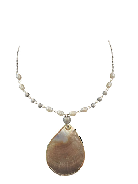 JJILL ABALONE MOTHER OF PEARL PENDANT