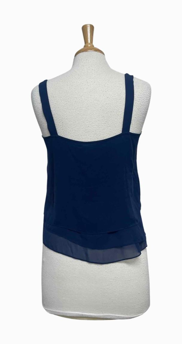 EILEEN FISHER NWT! SHEER SILK GEORGETTE NAVY TANK TOP SIZE PM