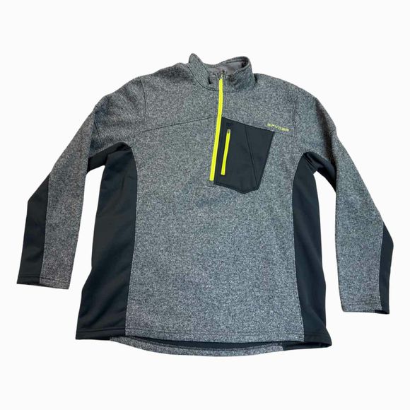 SPYDER BANDIT HALF ZIP GRAY/YELLOW SWEATER SIZE XXL