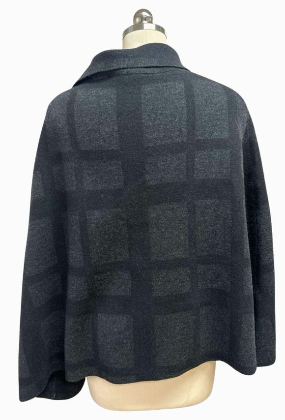 EILEEN FISHER MERINO WOOL BLACK CAPE SIZE ONE