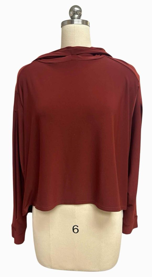 SYMPLI HOODED HI-LOW LS BURNET ORANGE TOP SIZE 8