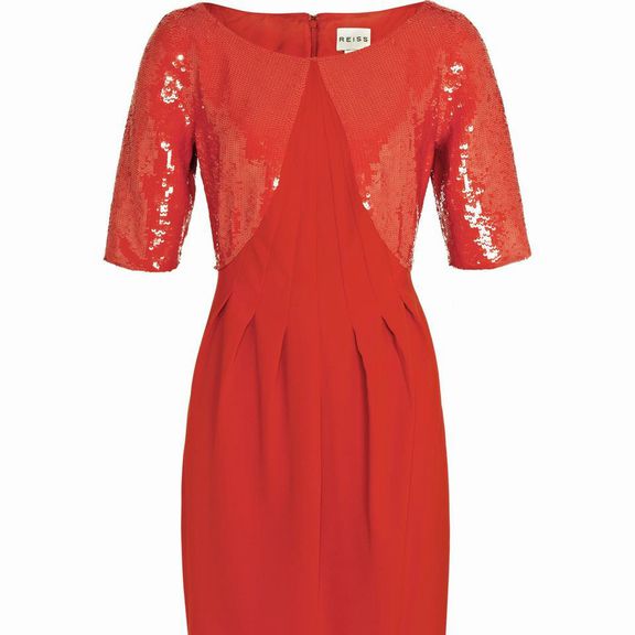 REISS CARA SEQUIN RED MINI RED DRESS SIZE 2