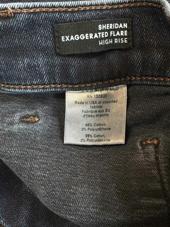 VERONICA BEARD SHERIDAN EXAGGERATED FLARE PATCH POCKET HIGH RISE JEANS IN DARK INK SIZE 27