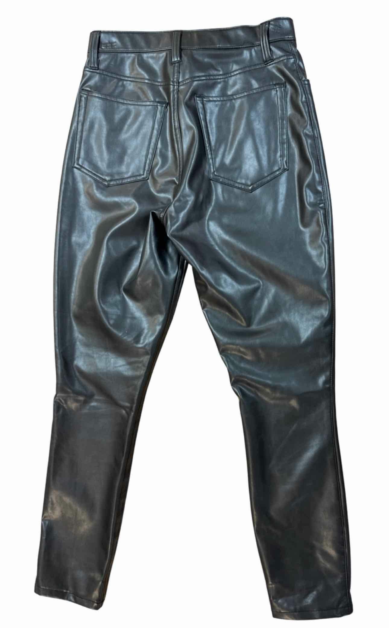 ABERCROMBIE & FITCH THE SKINNY HIGH RISE VEGAN LEATHER BLACK PANTS SIZE 28