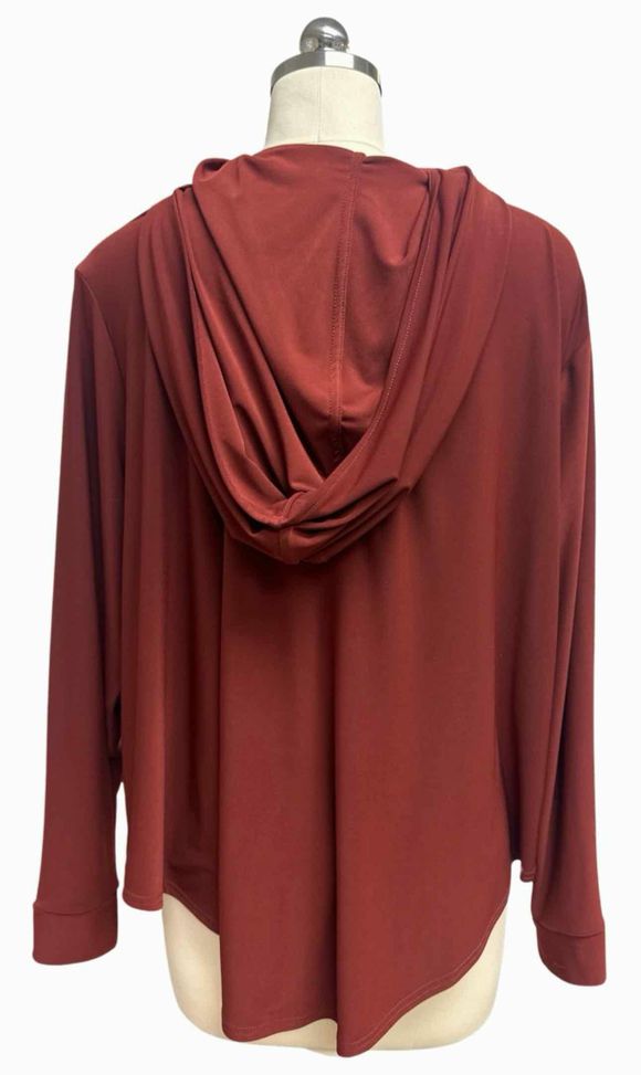 SYMPLI HOODED HI-LOW LS BURNET ORANGE TOP SIZE 8