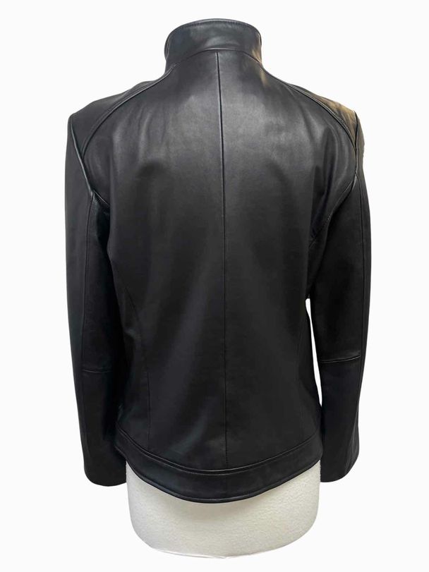 COLE HAAN ZIP UP BLACK LEATHER JEACKT SIZE L