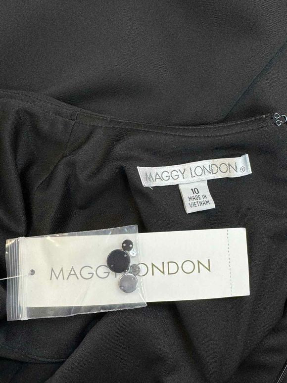 MAGGY LONDON NWT! G2256M-MX RHINESTONE EMBELLISHED SLEEVELESS BLACK DRESS SIZE 10