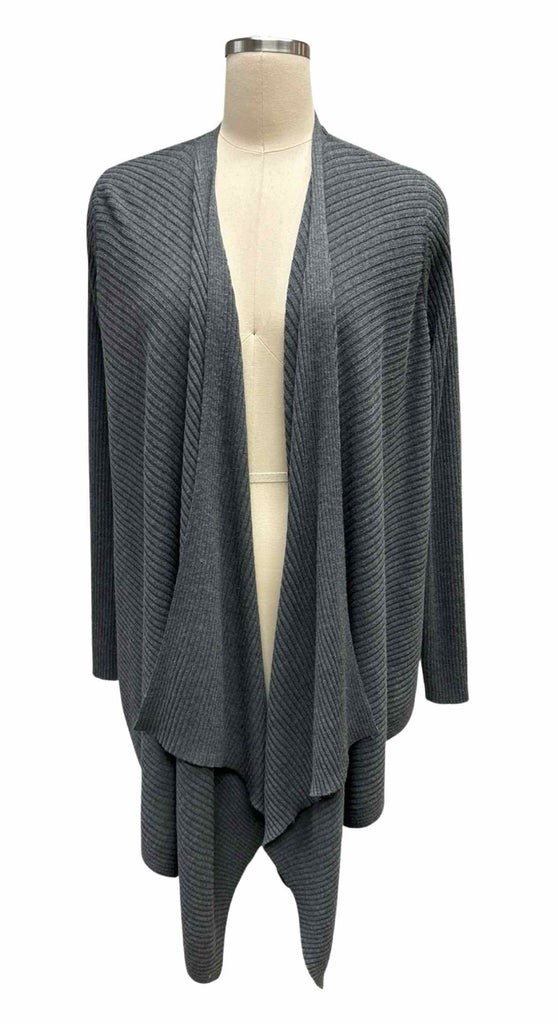 EILEEN FISHER RIBBED DRAPE GRAY CARDIGAN SIZE S