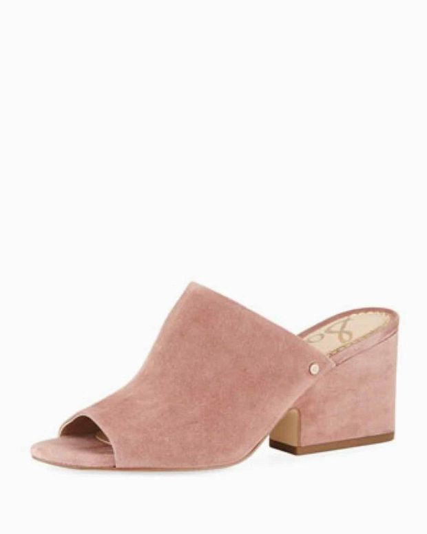 SAM EDELMAN BLUSH RHETA SUEDE MULE SANDALS