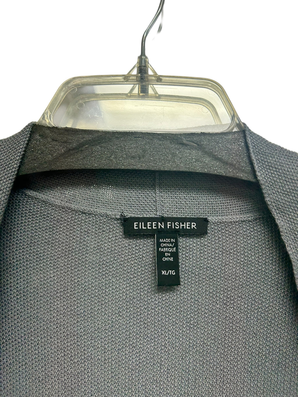 EILEEN FISHER GRAY COTTON LINEN OPEN FRONT KNIT CARDIGAN SIZE XL