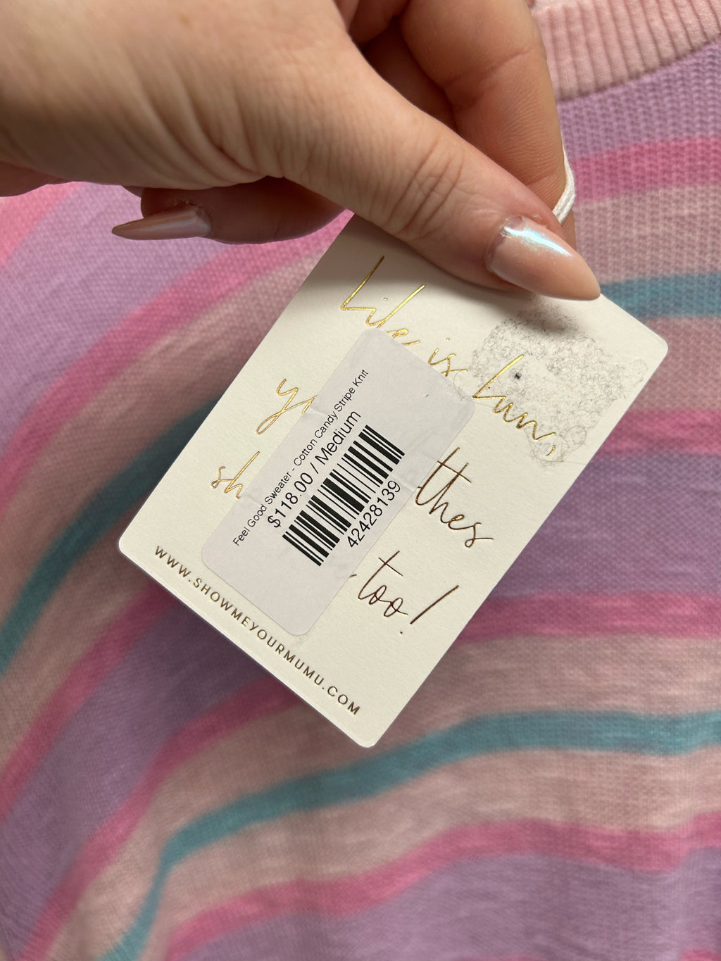 NWT SHOW ME YOUR MUMU FEEL GOOD COTTON CANDY STRIPED 2 PIECE SET SIZE MEDIUM