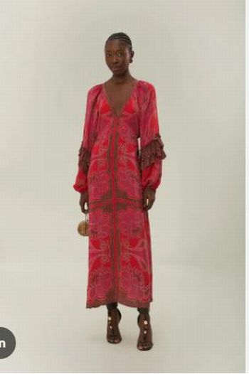 NWT ANTHRO FARM RIO FLORAL GLAM SCARF MAXI DRESS PINK SIZE SMALL