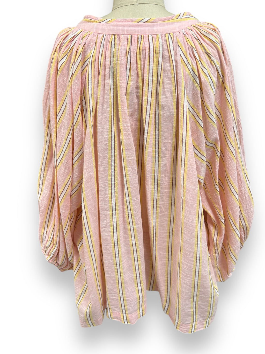 DAUGHTERS OF INDIA POET PEASANT BLOUSE PINK SORBET STRIPED SIZE XXL