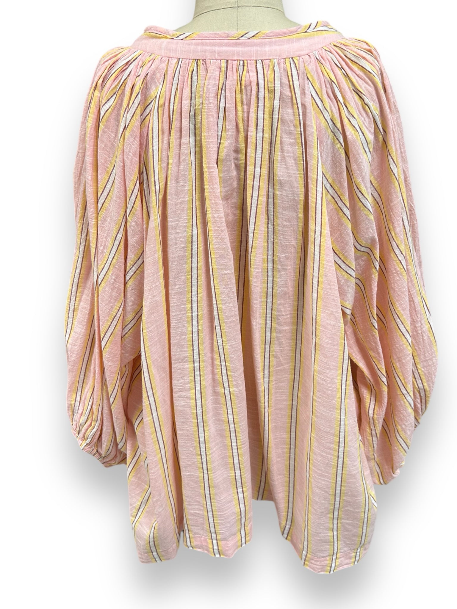 DAUGHTERS OF INDIA POET PEASANT BLOUSE PINK SORBET STRIPED SIZE XXL