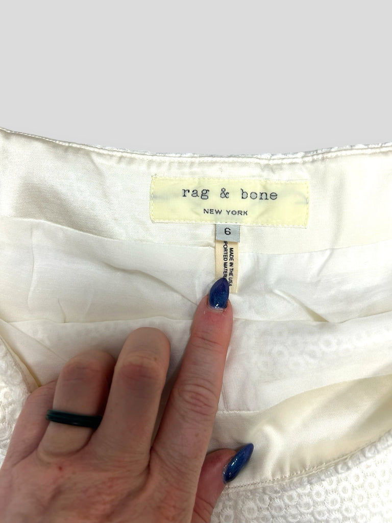 RAG & BONE CORA TEXTURED IVORY MID RISE SHORTS SIZE 6