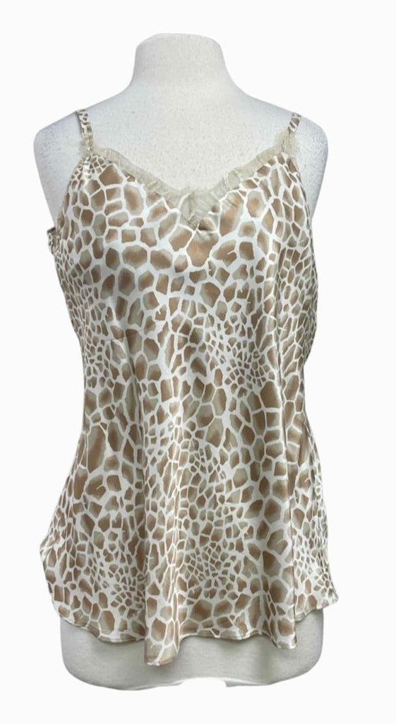 HALE BOB LACE TRIM SILK BLEND SATIN CAMI GIRAFFE TOP SIZE L