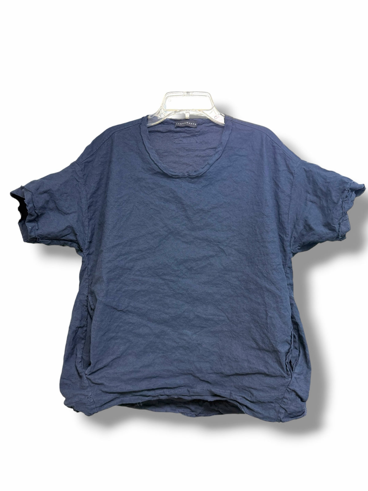 GARMENTORY AEQUEMENTE CRINKLE COTTON NAVY POCKET SHORT SLEEVE TOP SIZE XS