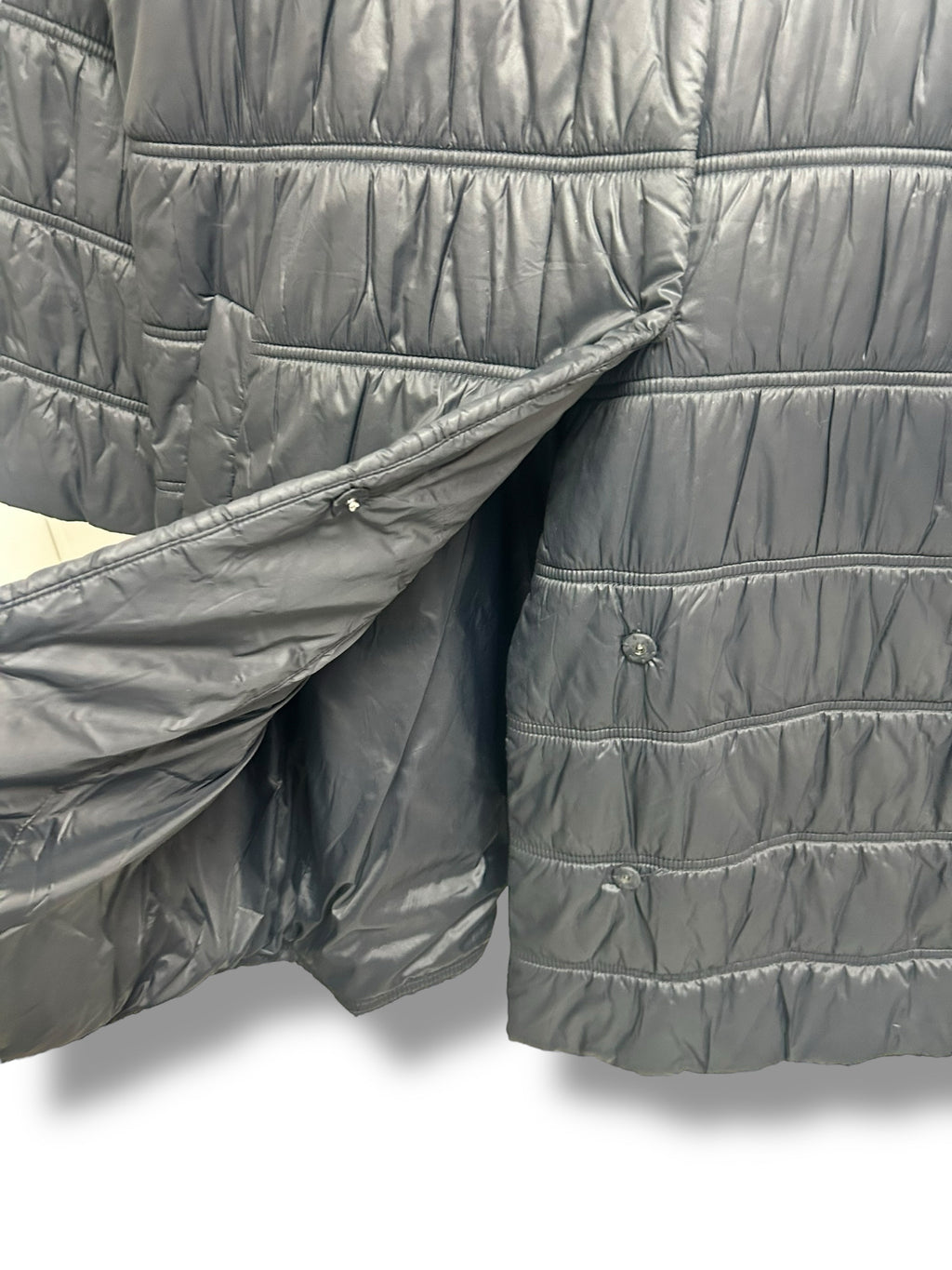 EILEEN FISHER  EGGSHELL RECYCLED NYLON STAND COLLAR COAT BLACK SIZE X LARGE