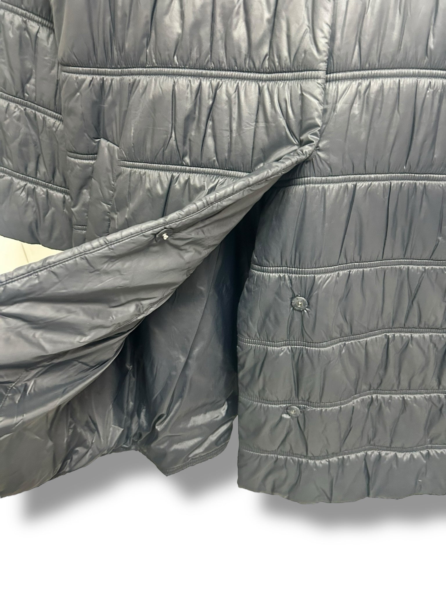 EILEEN FISHER  EGGSHELL RECYCLED NYLON STAND COLLAR COAT BLACK SIZE X LARGE