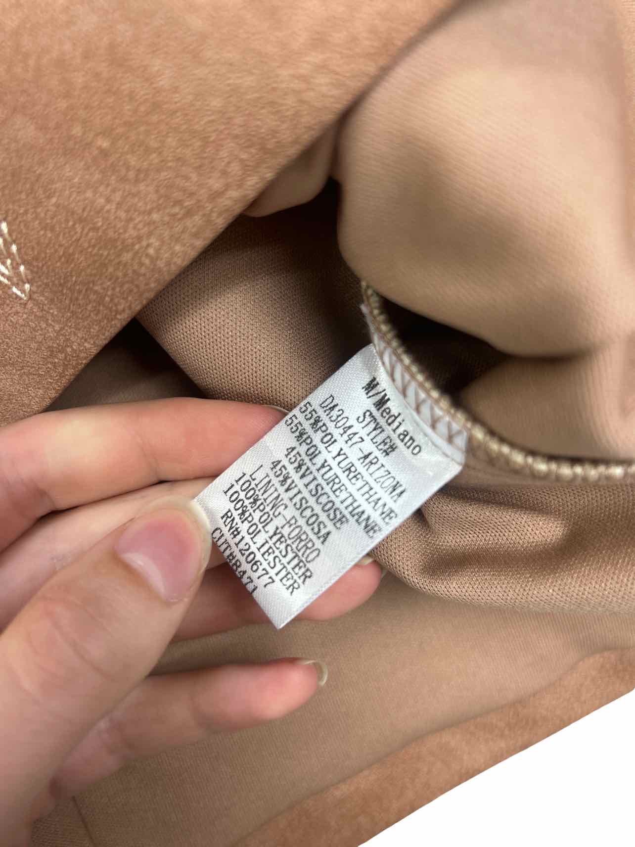 ANTHROPOLOGIE TIC TOC EMBROIDERED STRAPLESS LACE-UP FAUX LEATHER SIZE: M