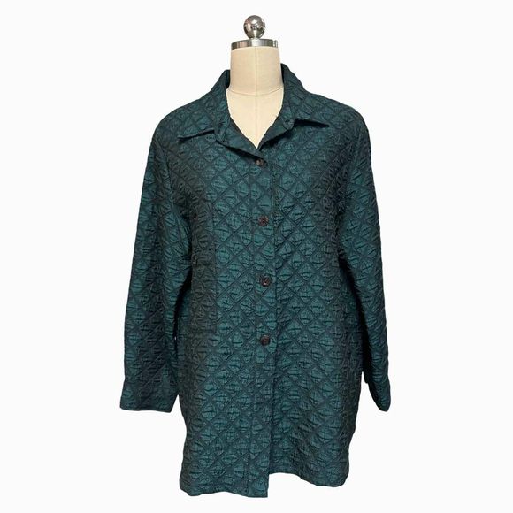 IC COLLECTION LAGENLOOK QUILTED DOUBLE POCKET TEAL TOPPER SIZE XL