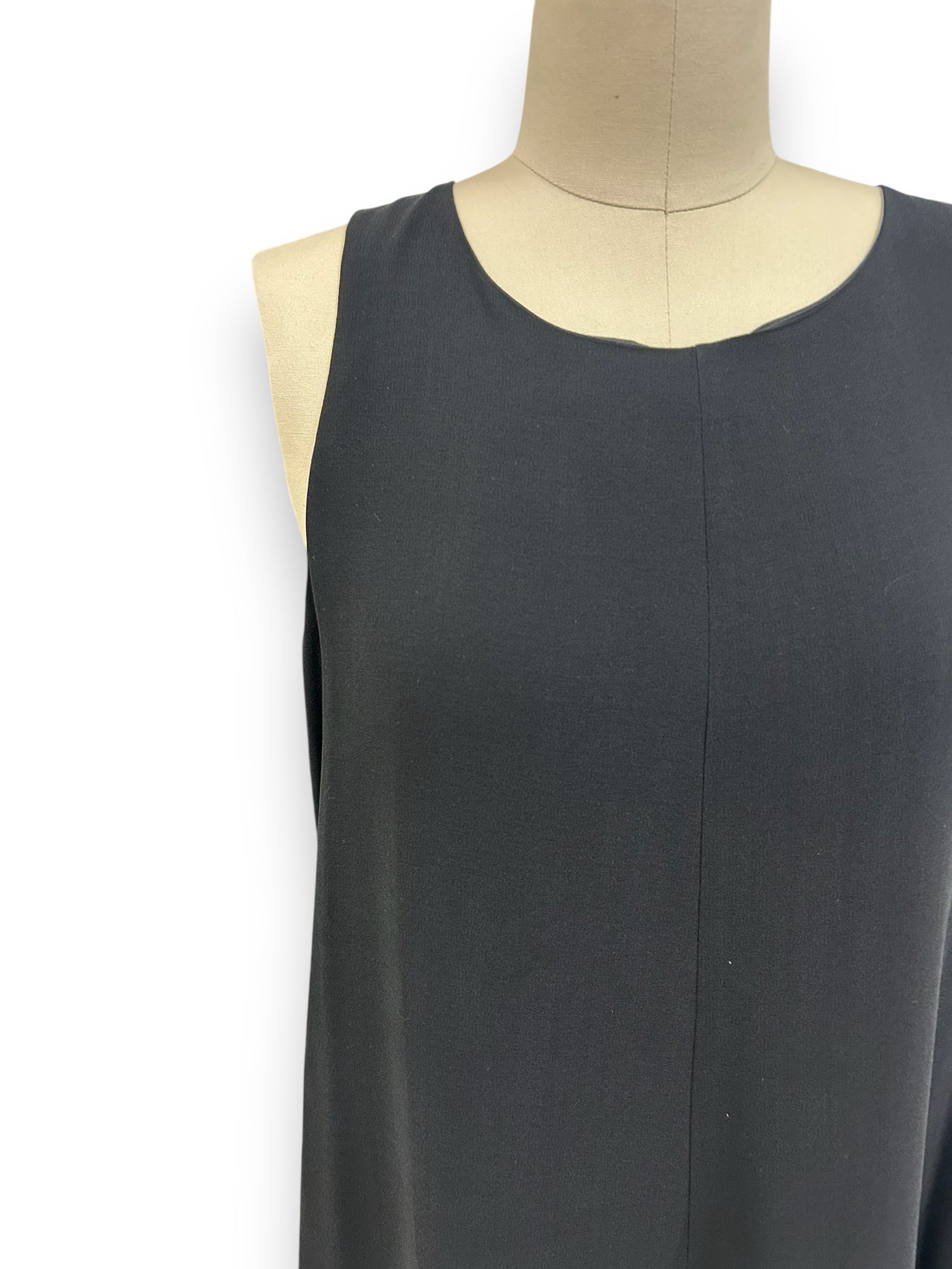 EILEEN FISHER BLACK SILK GEORGETTE CREPE TANK MINI DRESS SIZE MEDIUM