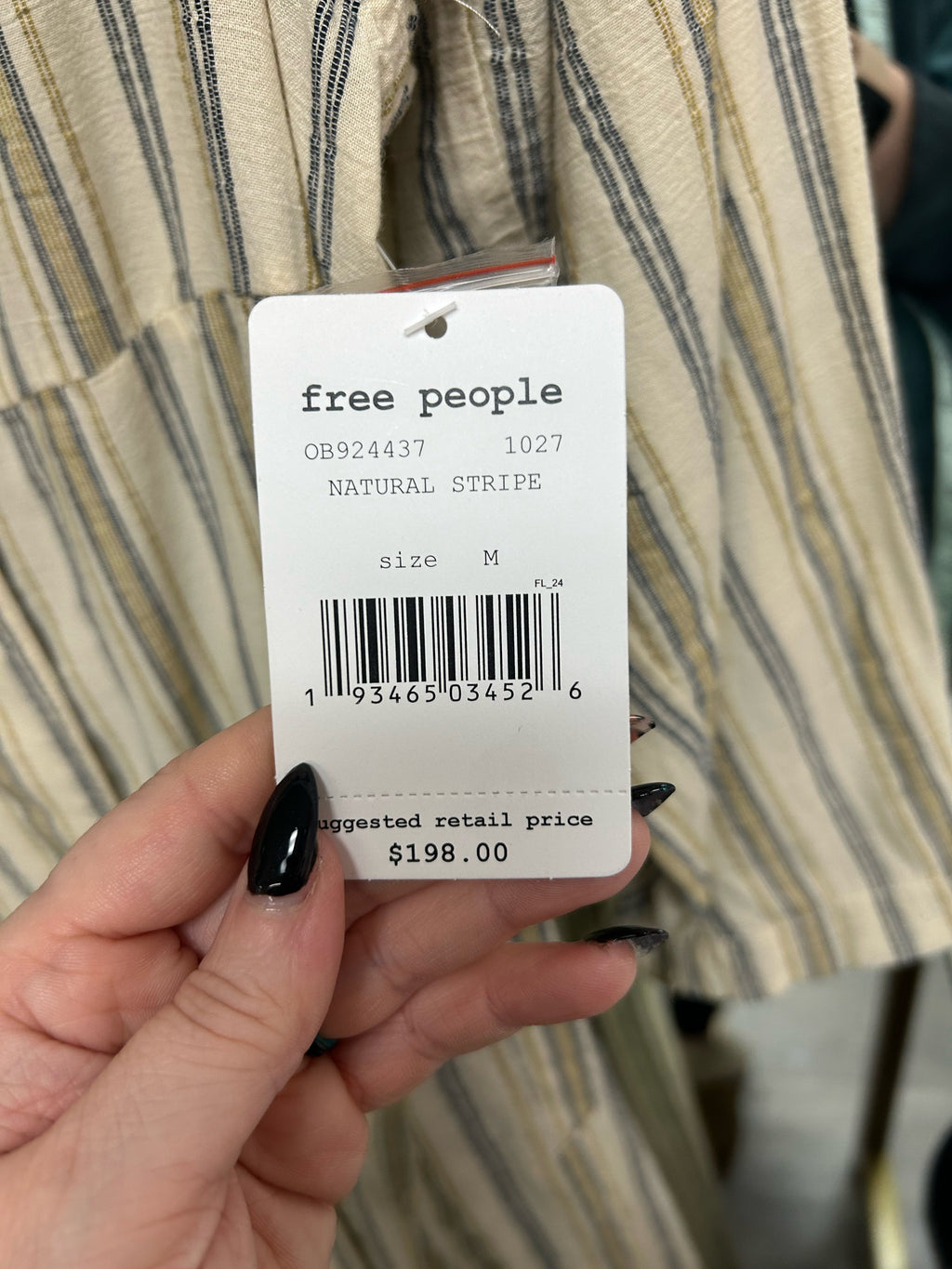 FREE PEOPLE NWT SWEET MELODY TRENCH LONG STRIPE DOUBLE BREASTED SIZE M