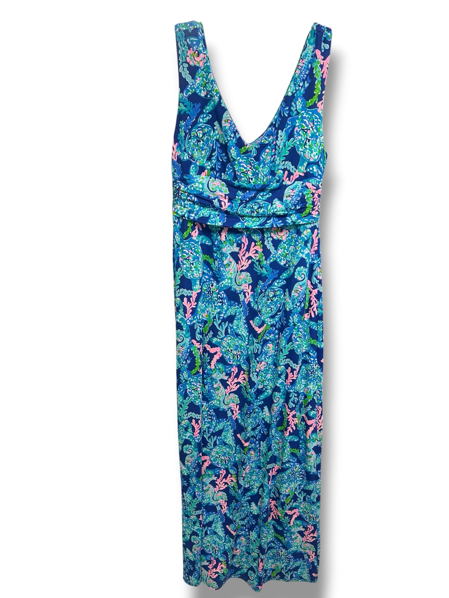 NWT LILLY PULITZER SLOANE TURTLE VILLA BLUE PRINT SLEEVELESS MAXI SIZE 4