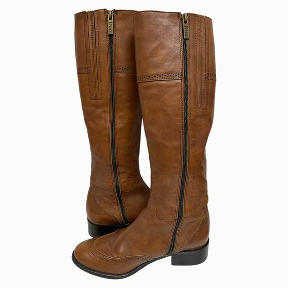 DUOBOOTS CABELL TALL ZIP BROWN BOOT SLIM CALF 38CM SIZE 38