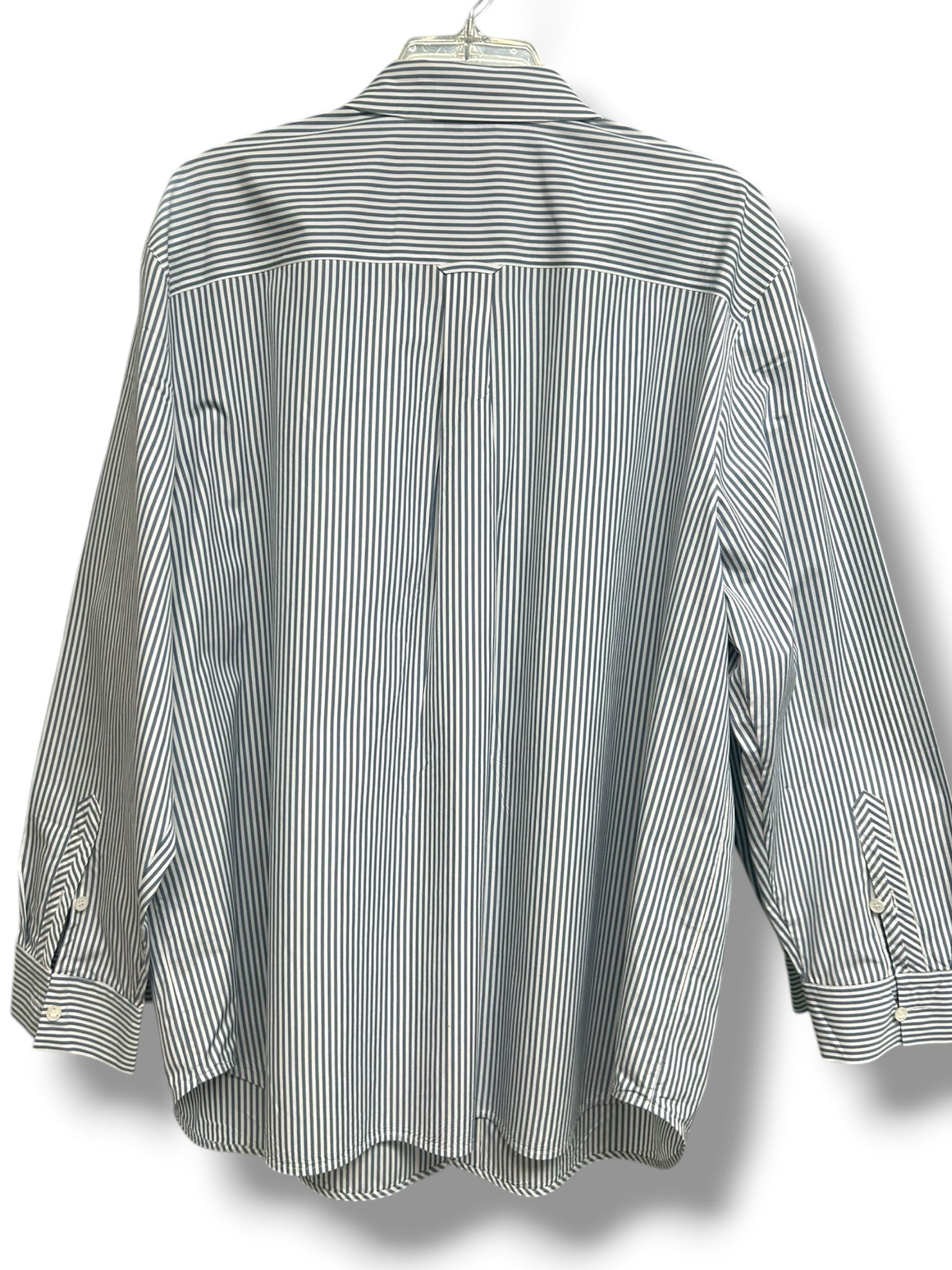 LAFAYETTE 148 RUXTON STRIPED BUTTON FRONT BLUE WHITE TUNIC SHIRT SIZE 2X