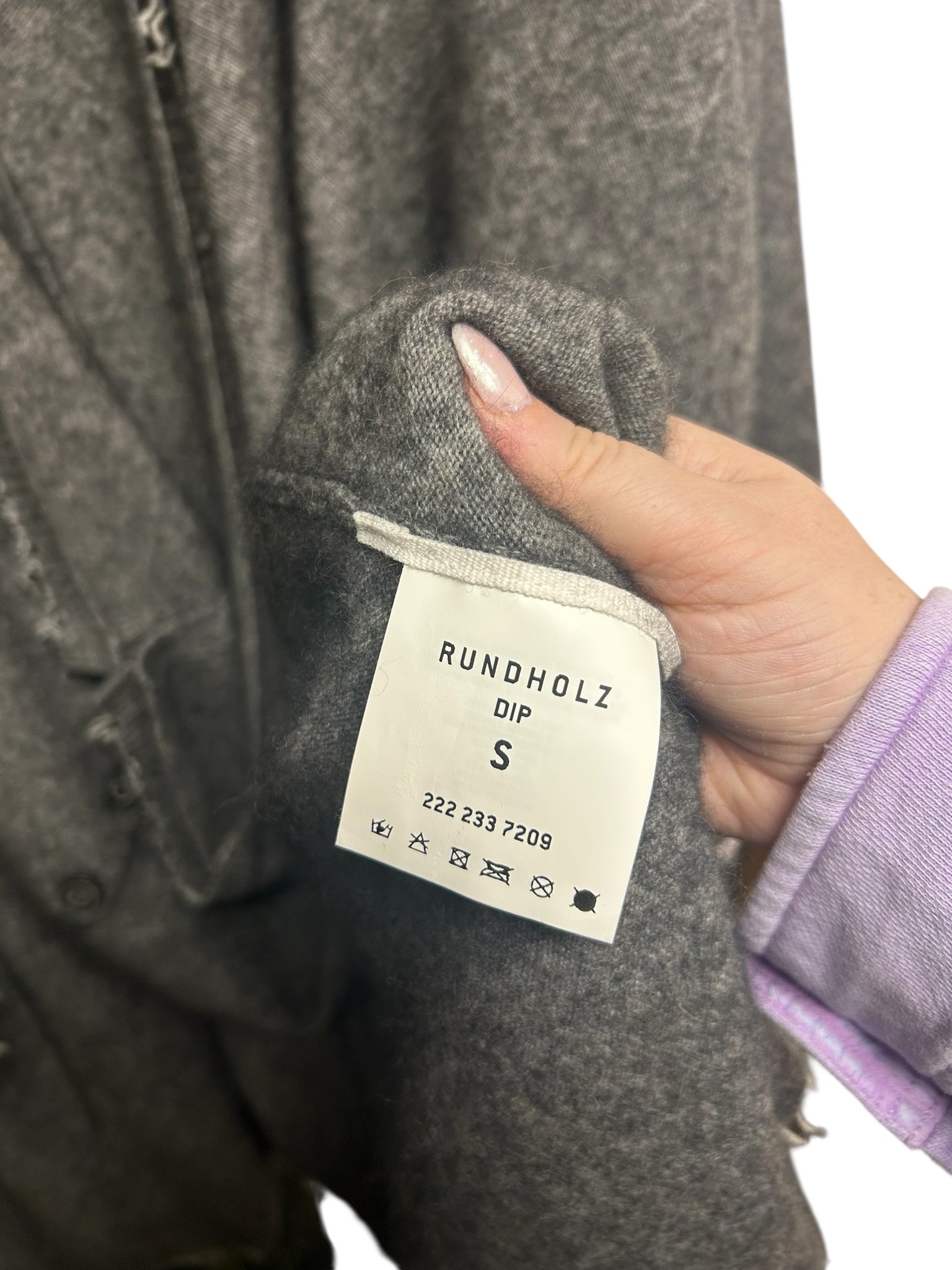 RUNDHOLZ DIP OVERSIZE WRAP SWEATER GRAY SIZE SMALL