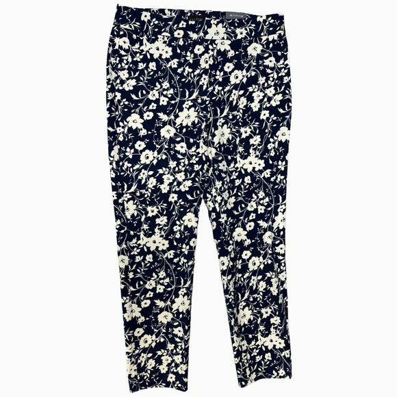 TALBOTS NWT! PRINT CHATHAM NAVY/WHITE ANKLE PANT SIZE 8P