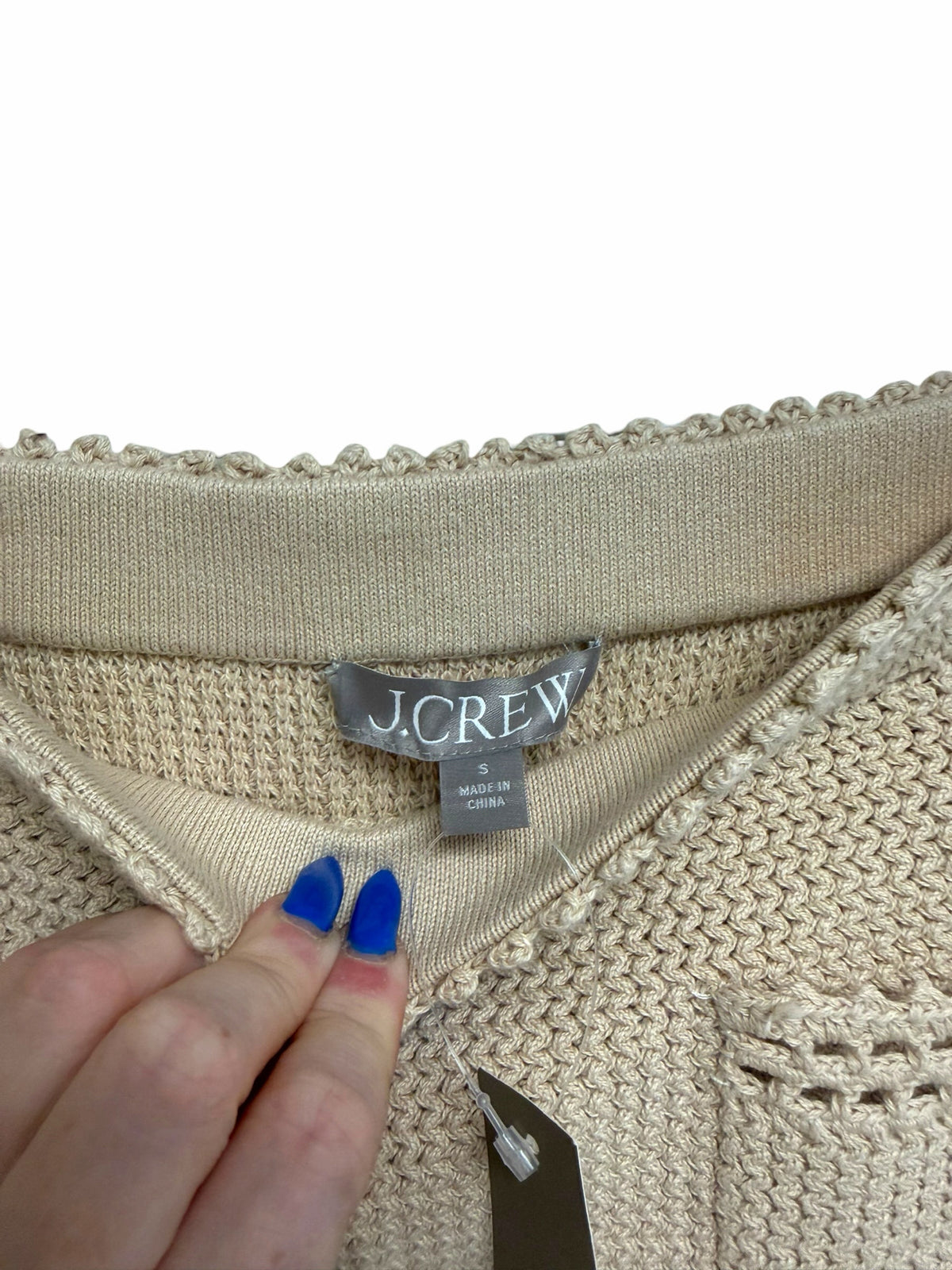NWT J.CREW TAN SWEATER MINI KNIT SKIRT WITH CROCHET TRIM SIZE SMALL