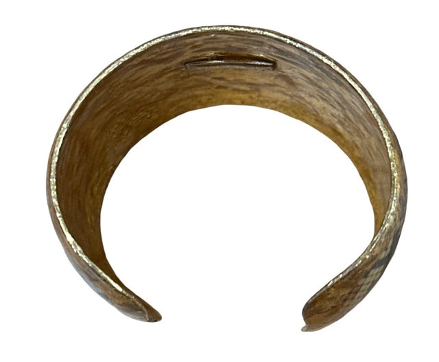 EVOCATEUR PYTHON PATTERN 22K GOLD LEAF WIDE CUFF BRACELET
