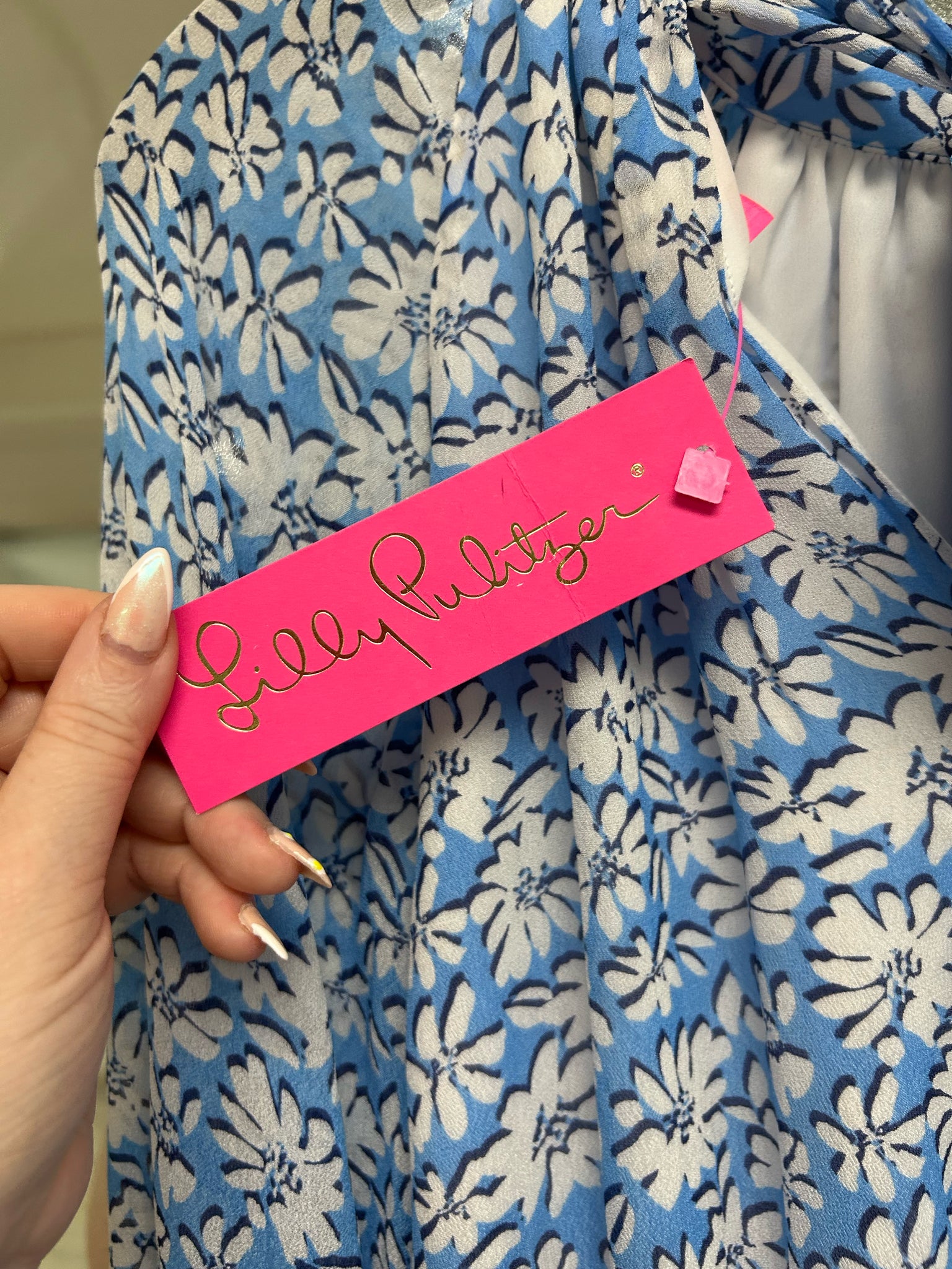 NEW WITH TAGS LILLY PULITZER ELLIE LYNN PALM BEACH BLUE PETAL PRINT SIZE 6