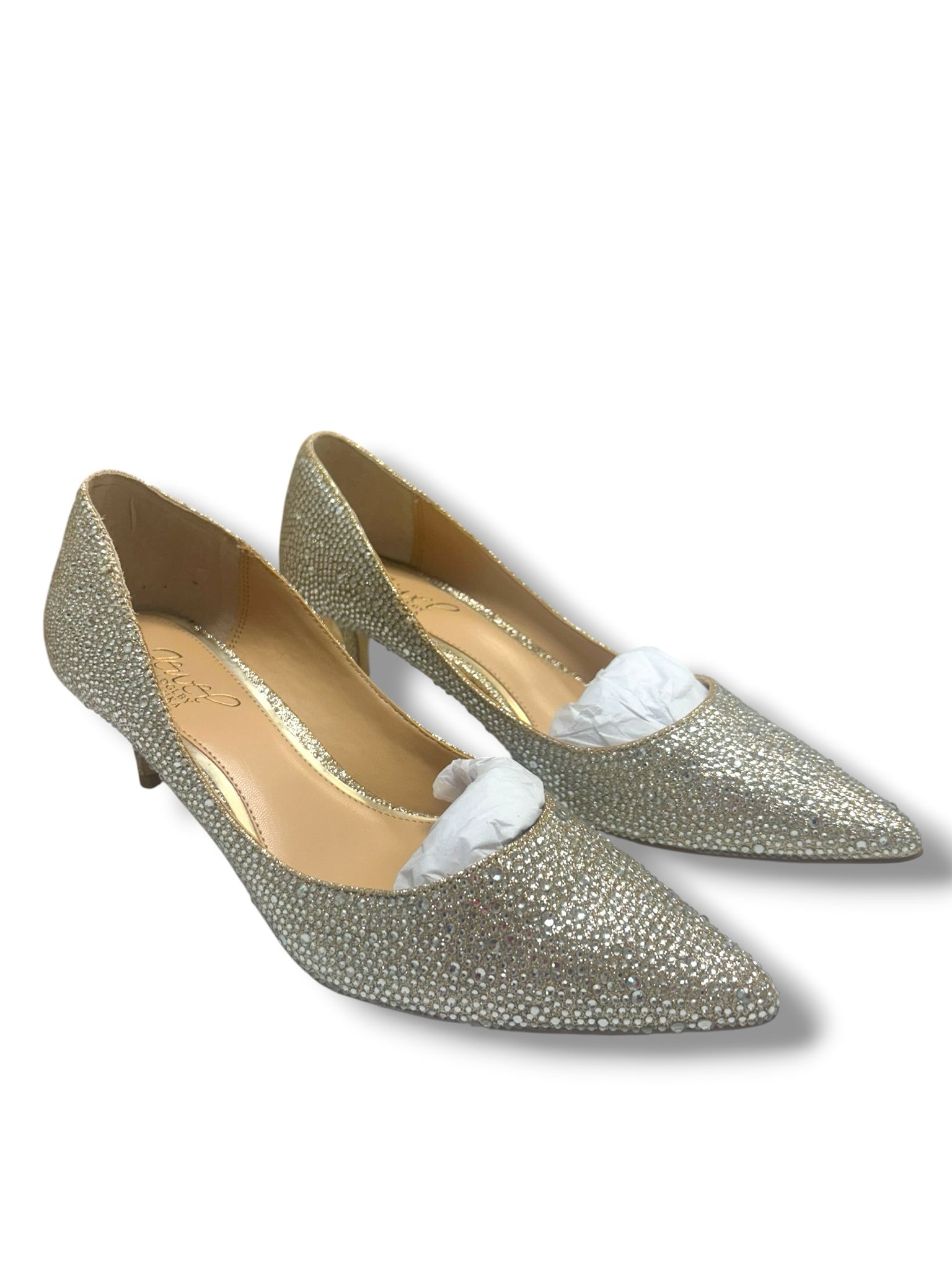 NEW IN BOX BADGLEY MISCHKA FRENCHIE RHINESTONE KITTEN HEEL SIZE 7.5